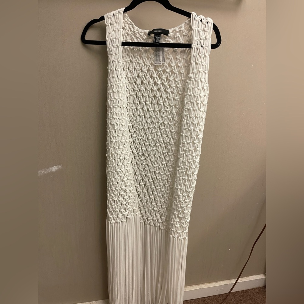 Forever 21 White Crochet Cardigan S